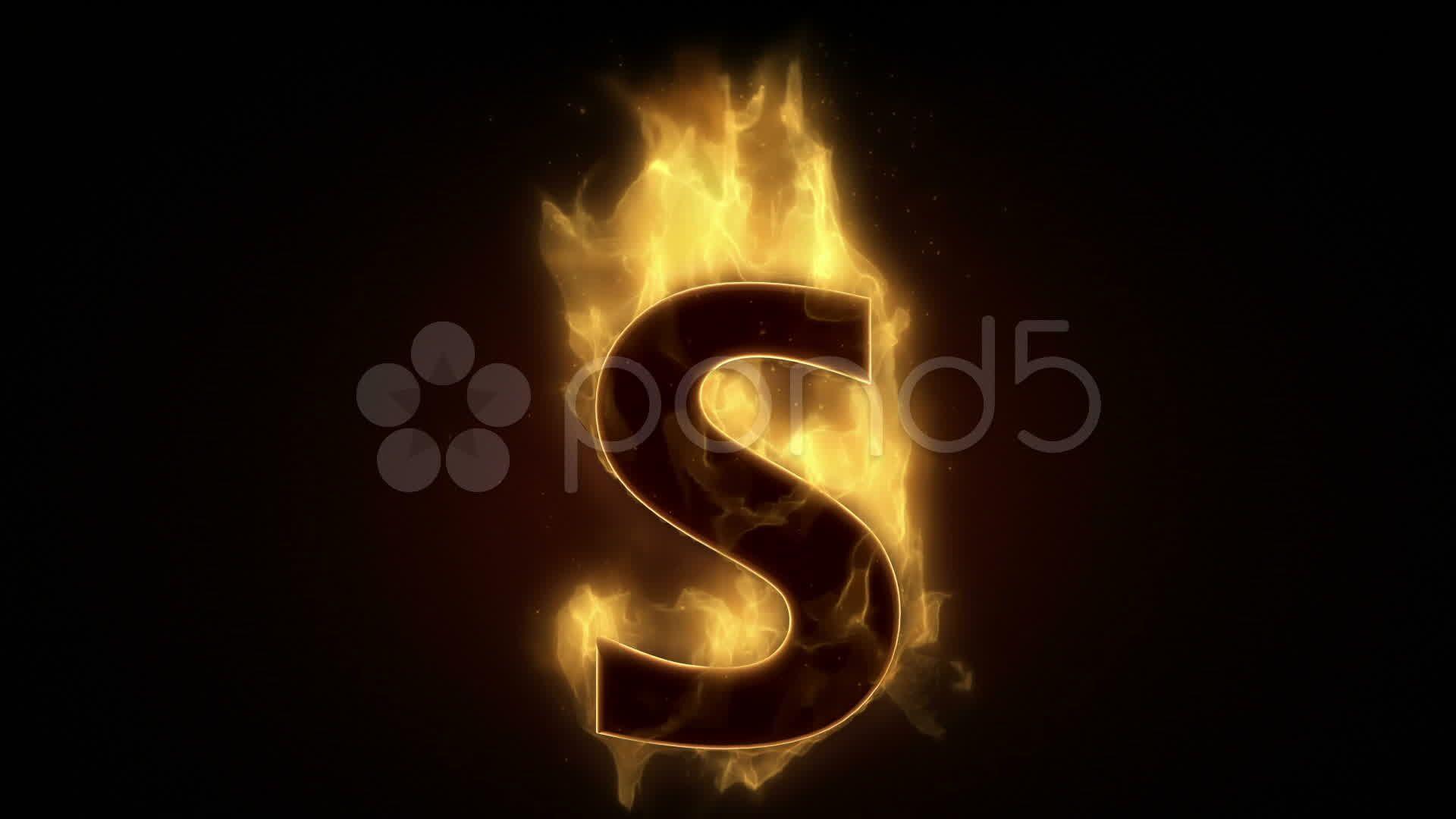 Flaming Letter S Logo - Fiery letter S burning in loop with particles ~ Clip #10732652
