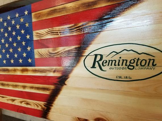 Remington Company Logo - Rustic wood flag-Free Decal-Remington wood flag-gun logo | Etsy