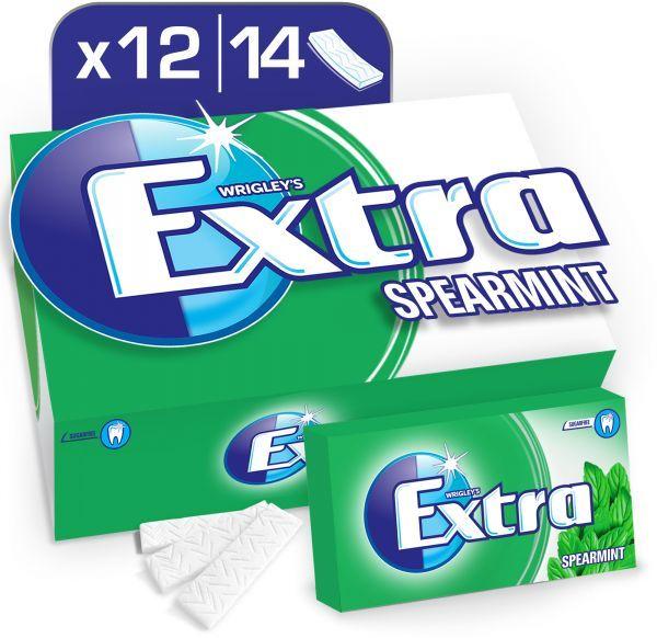 Extra Gum Logo - Extra Gum Spearmint, Envelope, 12 x 14 tabs