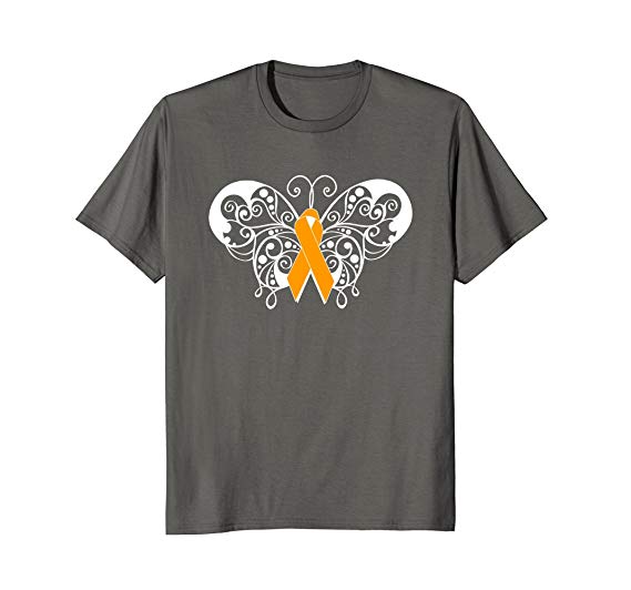 Multiple Sclerosis Butterfly Logo - Multiple Sclerosis Awareness T Shirt Orange Ribbon