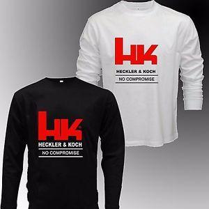 Heckler and Koch Logo - HK Heckler & Koch Logo Long Sleeve Black/White T-Shirt Size S to 5XL ...