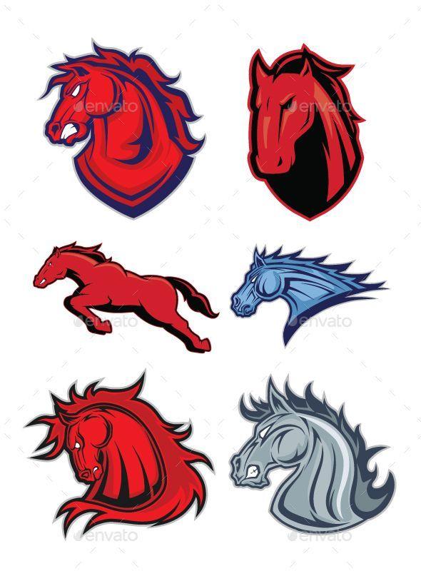 Red Mustang Horse Logo - Flyer Template Layout. Logos