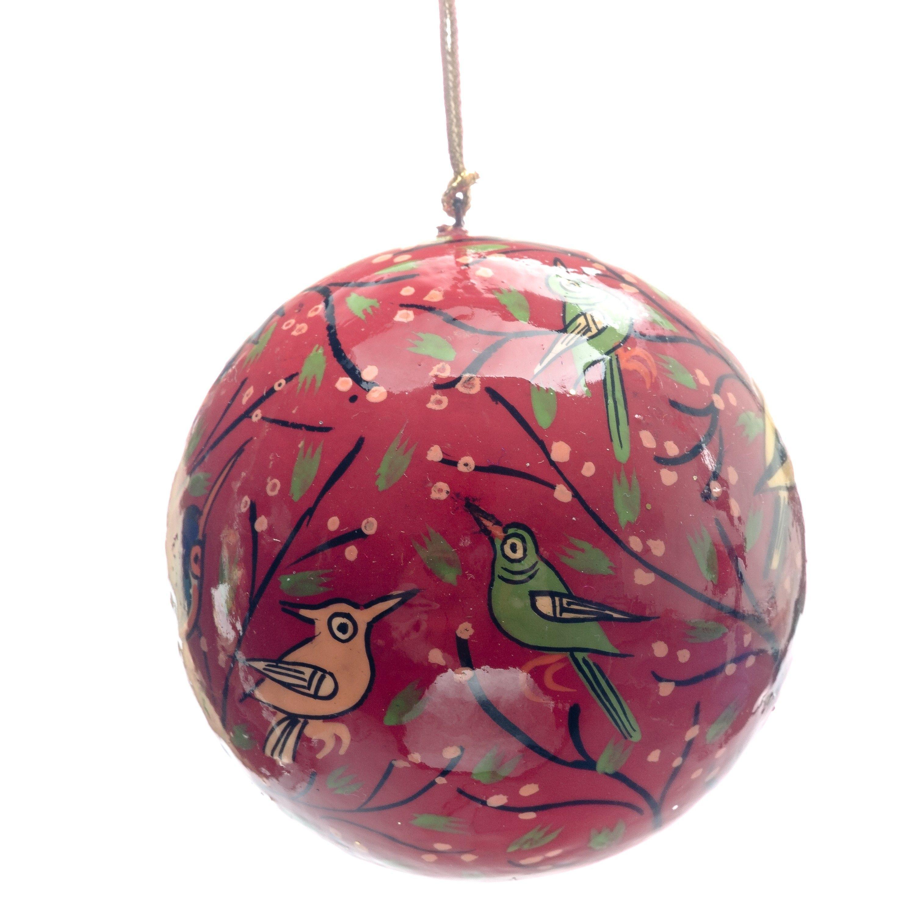 Red Hands On Ball Logo - Red Hand Painted Ball. Christmas Decoration. V V Rouleaux