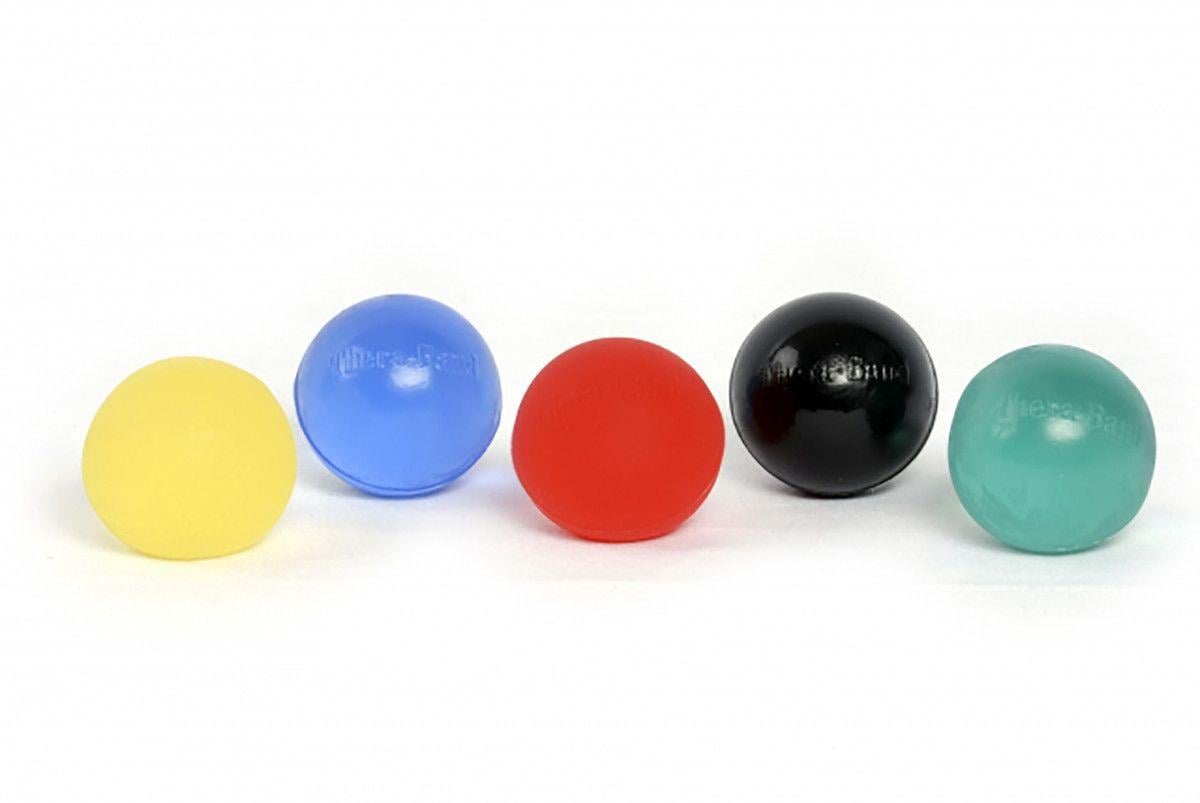 Red Hands On Ball Logo - TheraBand Hand Exerciser, Standard, Assortment, Yellow & Red & Green ...