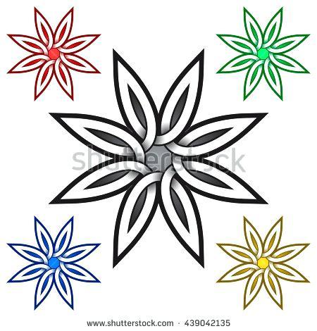 Style Flower Logo - Eight Petals Flower Logo Template In Style Tribal Tattoo Symbol