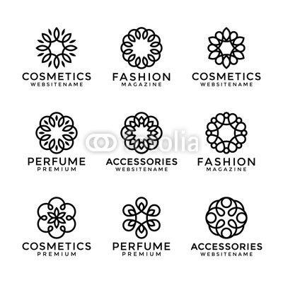 Style Flower Logo - Flower logo templates in trendy linear style, vector floral icons ...