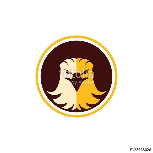 Yellow Bird in Circle Logo - Golden Circle Eagle Falcon Head Logo Symbol Template Stock image