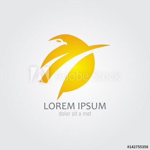 Yellow Bird in Circle Logo - Bird Eagle Head in circle Abstract Logo design template. Falcon