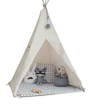 Tee Pee in Red White Circle Logo - LITTLE DOVE Kid's Foldable Teepee Play Tent with Banner