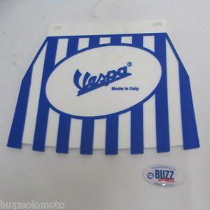Blue Stripe Logo - Vespa PX LML PE T5 Rear Mudflap Rubber White UJ Blue Stripe Logo