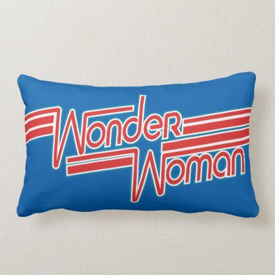Blue Stripe Logo - Wonder Woman Red and Blue Stripe Logo Lumbar Cushion. Zazzle.co.uk