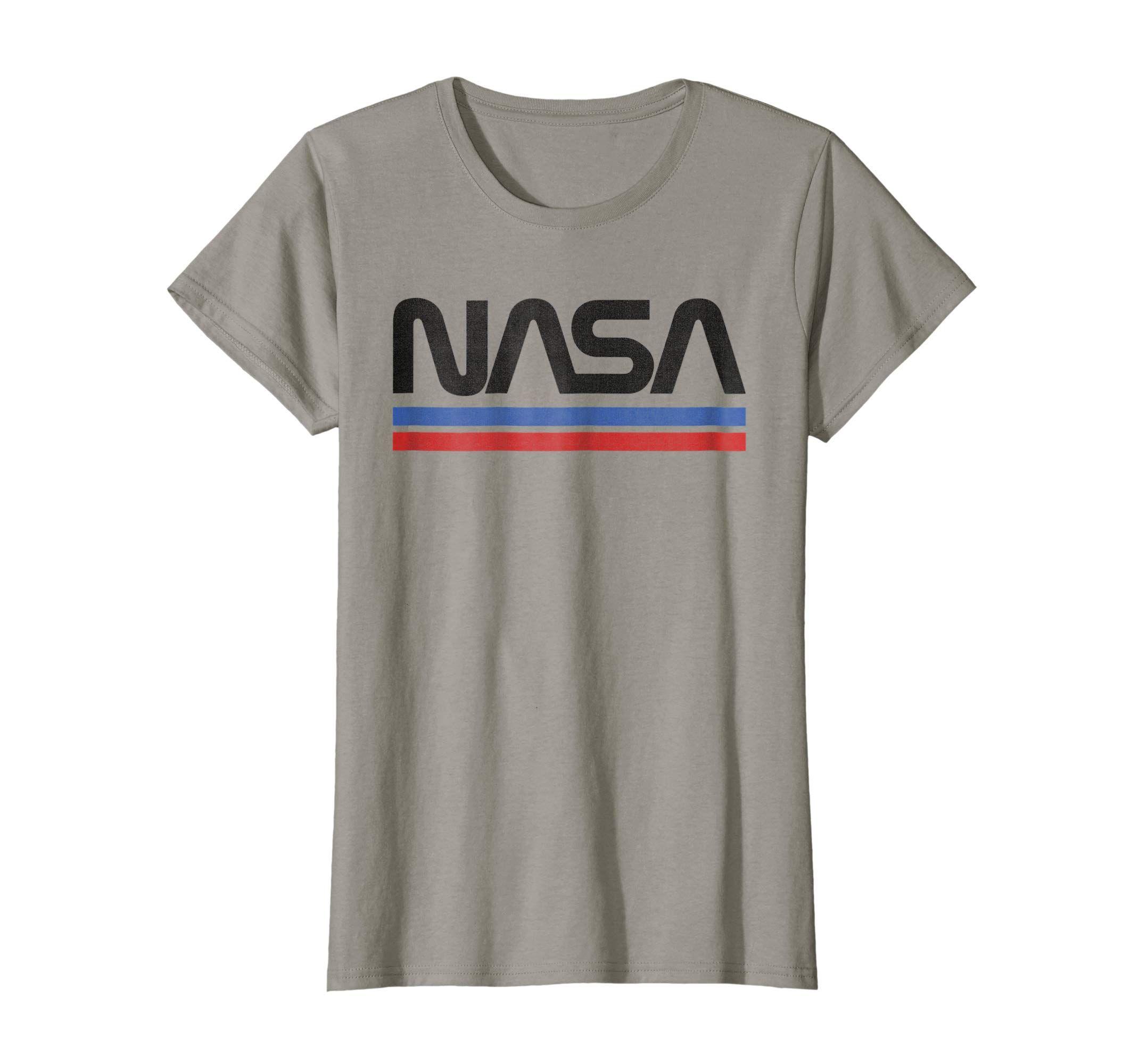 Blue Stripe Logo - Amazon.com: NASA Red Blue Stripe Minimal Logo Vintage Graphic T ...