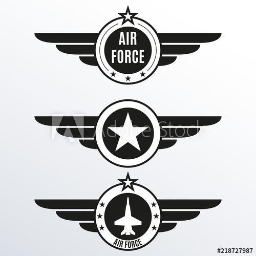 Miltary Logo - Air force badge set. Airforce logo with wings and star. Army and ...