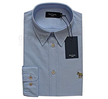 Blue White S Logo - Paul Smith Men's Luxury Oxford Logo Shirt Blue White Tailored FIT