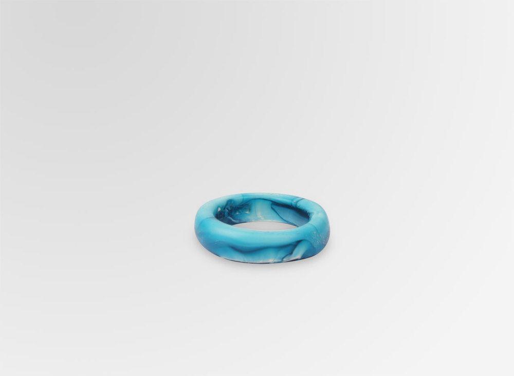 Blue Tribal U Logo - Resin Modern Tribal Band Ring Blue Swirl Size U
