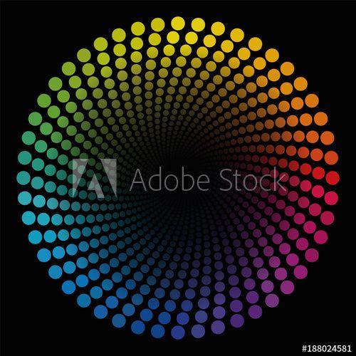 Spiral Dot Orange Circle Logo - Colored spiral dots pattern tube - rainbow colored geometric twisted ...