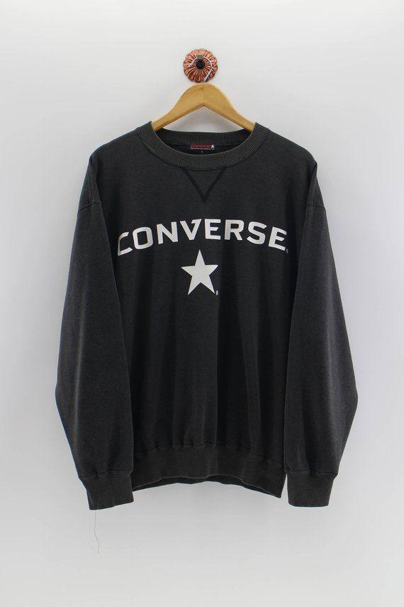 1990s Clothing Logo - CONVERSE Sweatshirt Big Logo Converse Jumper Pullover 1990s Unisex ...