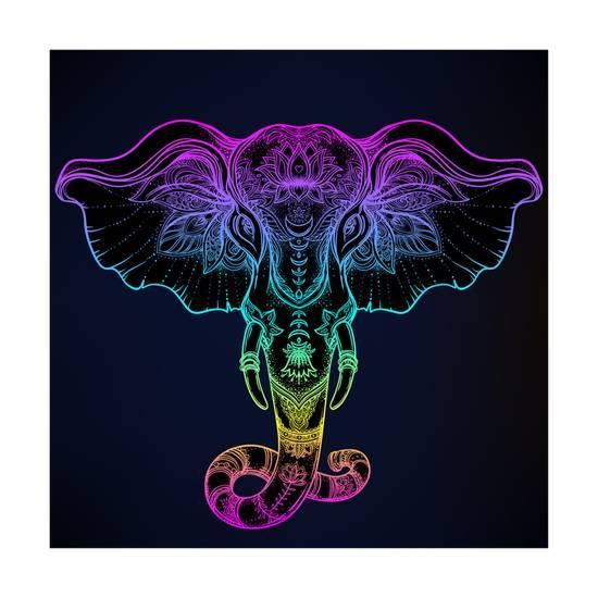 Blue Tribal U Logo - Beautiful Hand-Drawn Tribal Style Elephant. Tattoo Design, Boho ...