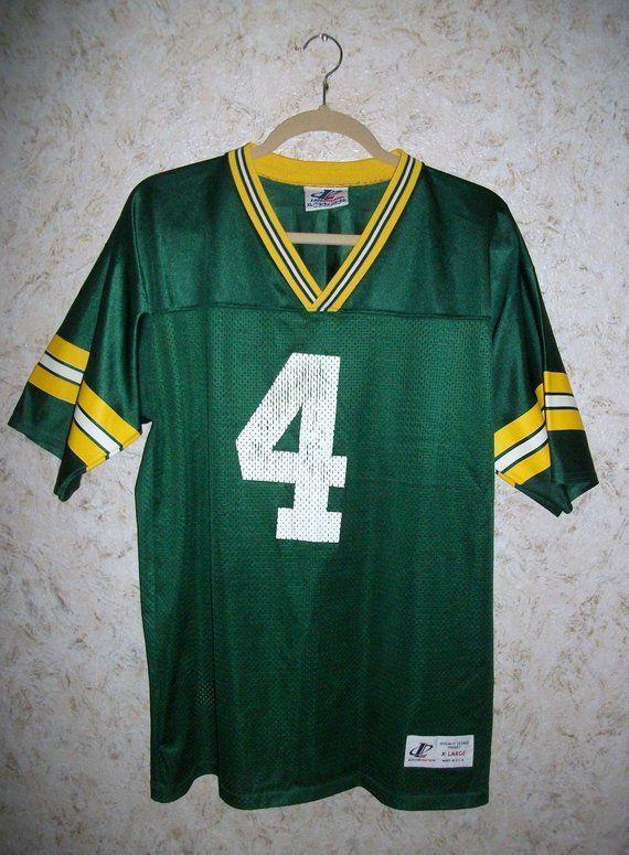 1990s Clothing Logo - 90s Brett Favre Green Bay Packers Jersey Green Logo Athletic Grunge ...