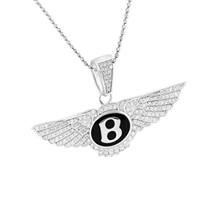 Durant Car Logo - White Gold Bentley Pendant Car Logo Sterling Silver Simulated ...