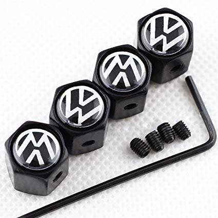 VW Volkswagen Logo - CHAMPLED New (4PC) VW Volkswagen Logo Metal Black Anti