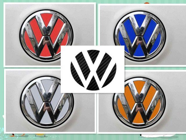 VW Volkswagen Logo - 2 set VW VOLKSWAGEN Logo Carbon Fiber/Reflective Sheeting Badge ...
