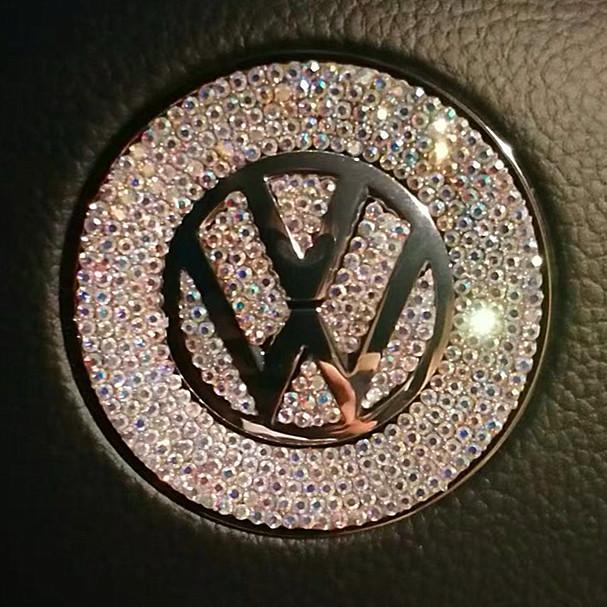 Volswagon Logo - Bling VW Volkswagen Emblem for Steering Wheel LOGO Sticker Decal Beetle
