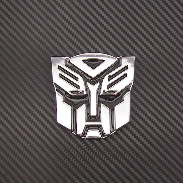 White Autobots Logo - Chrome Metal Transformers Autobots Logo Emblem Sticker Exterior ...