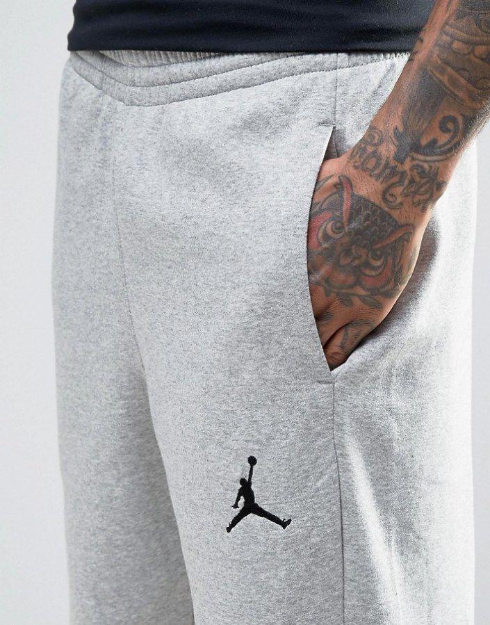 Grey Jordan Logo - Good Sale Jordan Apparel. Nike Jordan Joggers With Large Logo Men