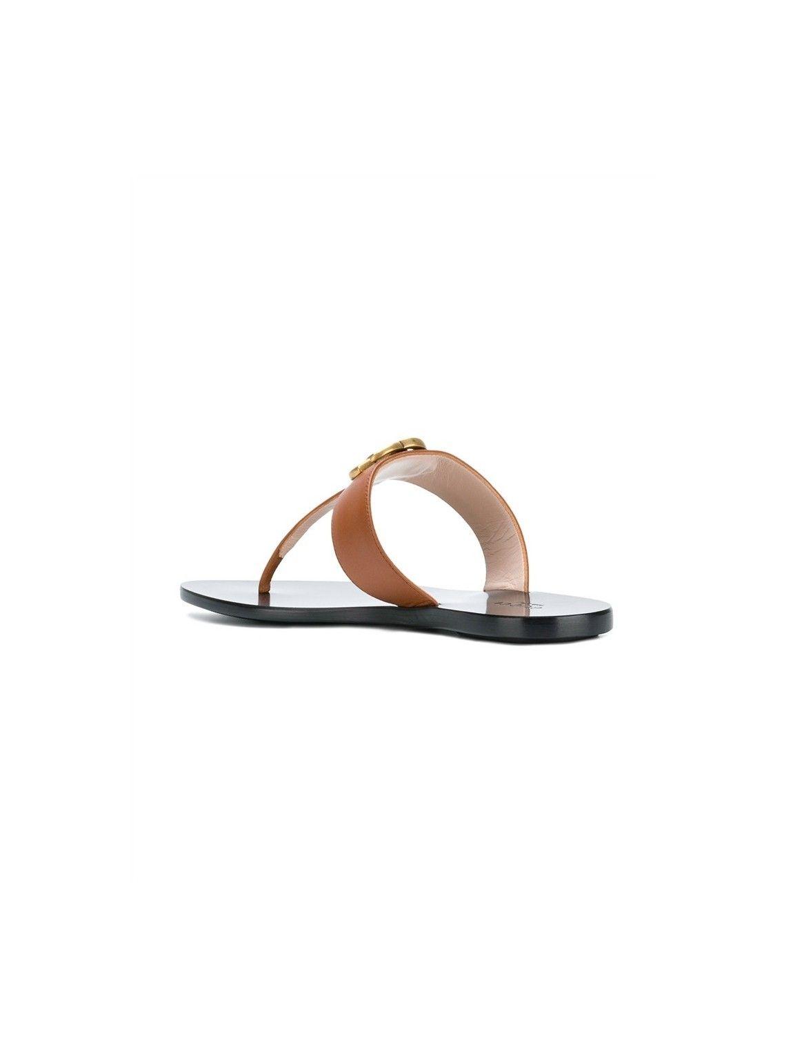 Double G Logo - Leather sandals with Double G logo Gucci WOMAN | myCOMPANERO.com