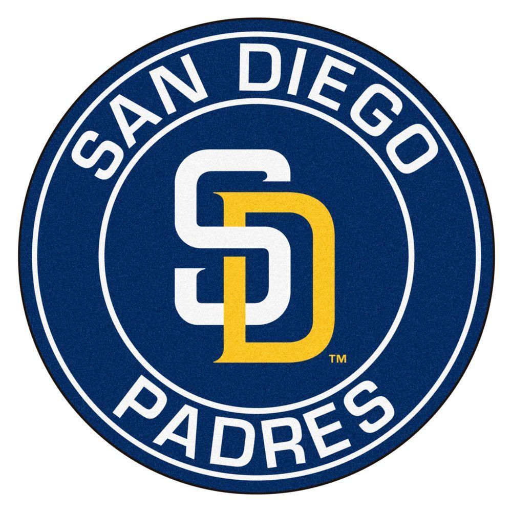 San Diego Padres Logo - FANMATS MLB San Diego Padres Navy 2 ft. x 2 ft. Round Area Rug-18148 ...