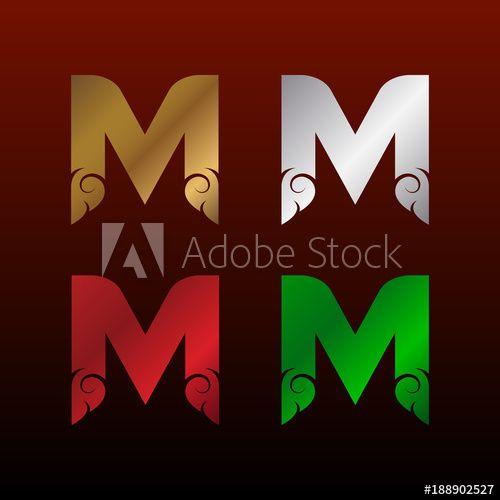 Green Letter M Logo - Letter M logotype with Thai art style, Metallic Glossy texture, Gold