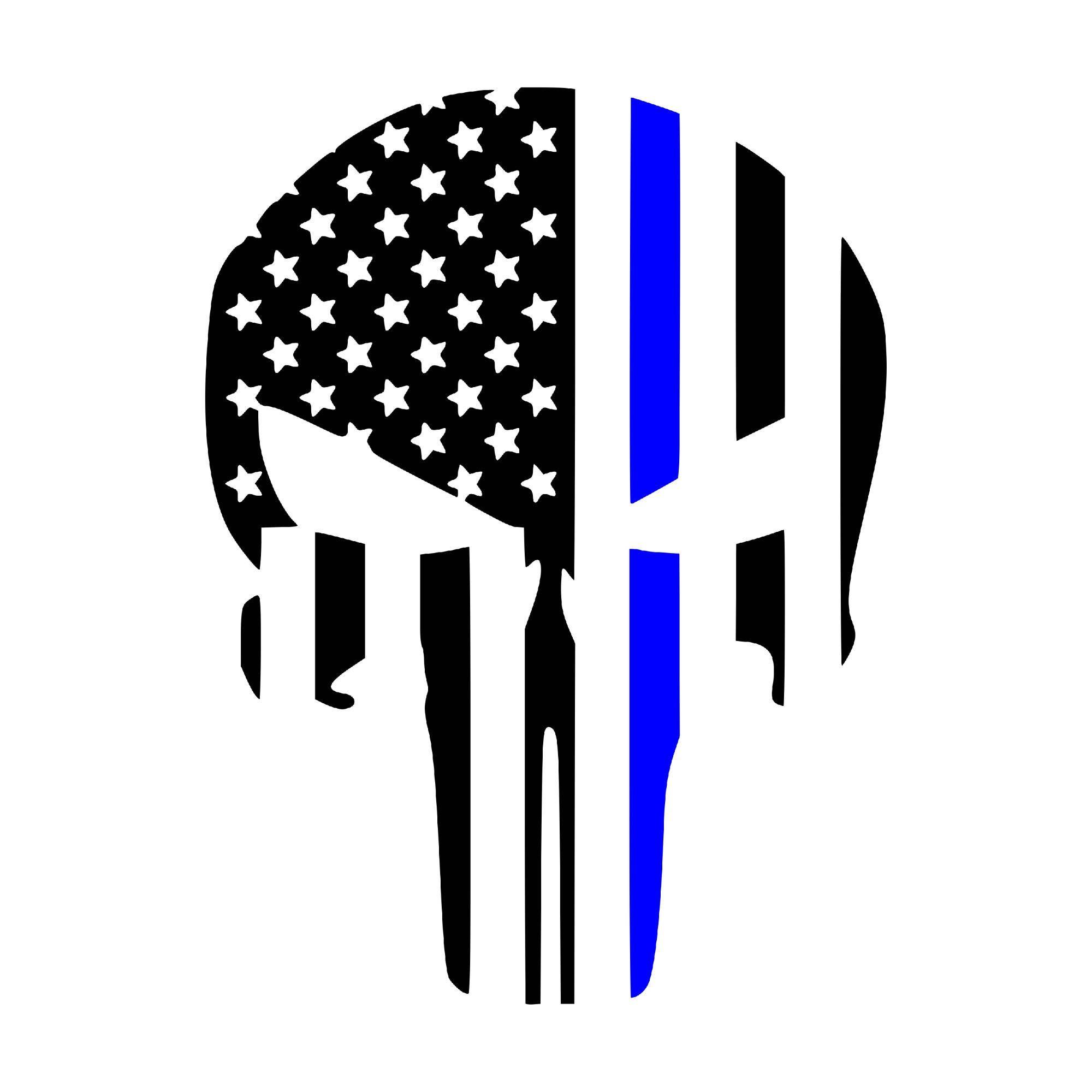 Punisher Red White and Blue Softball Logo - Punisher Skull Blue Lives Matter Back The Blue Vinyl Decal
