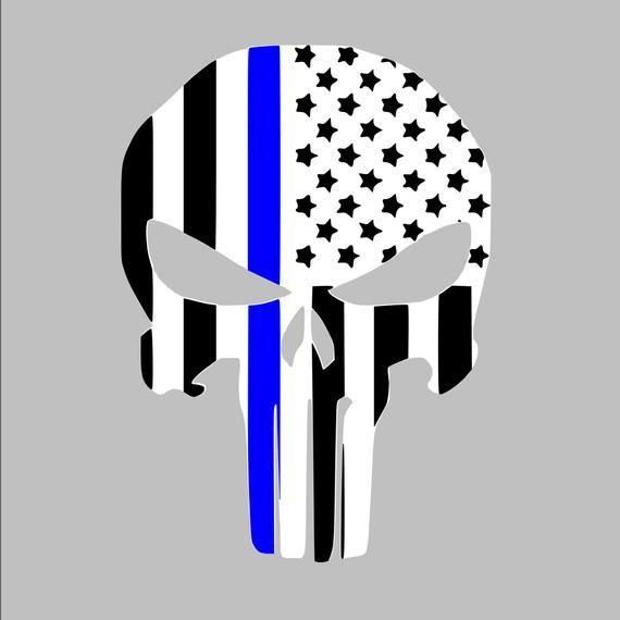 Punisher Red White and Blue Softball Logo - Thin Blue line American Punisher Law Enforcement Police