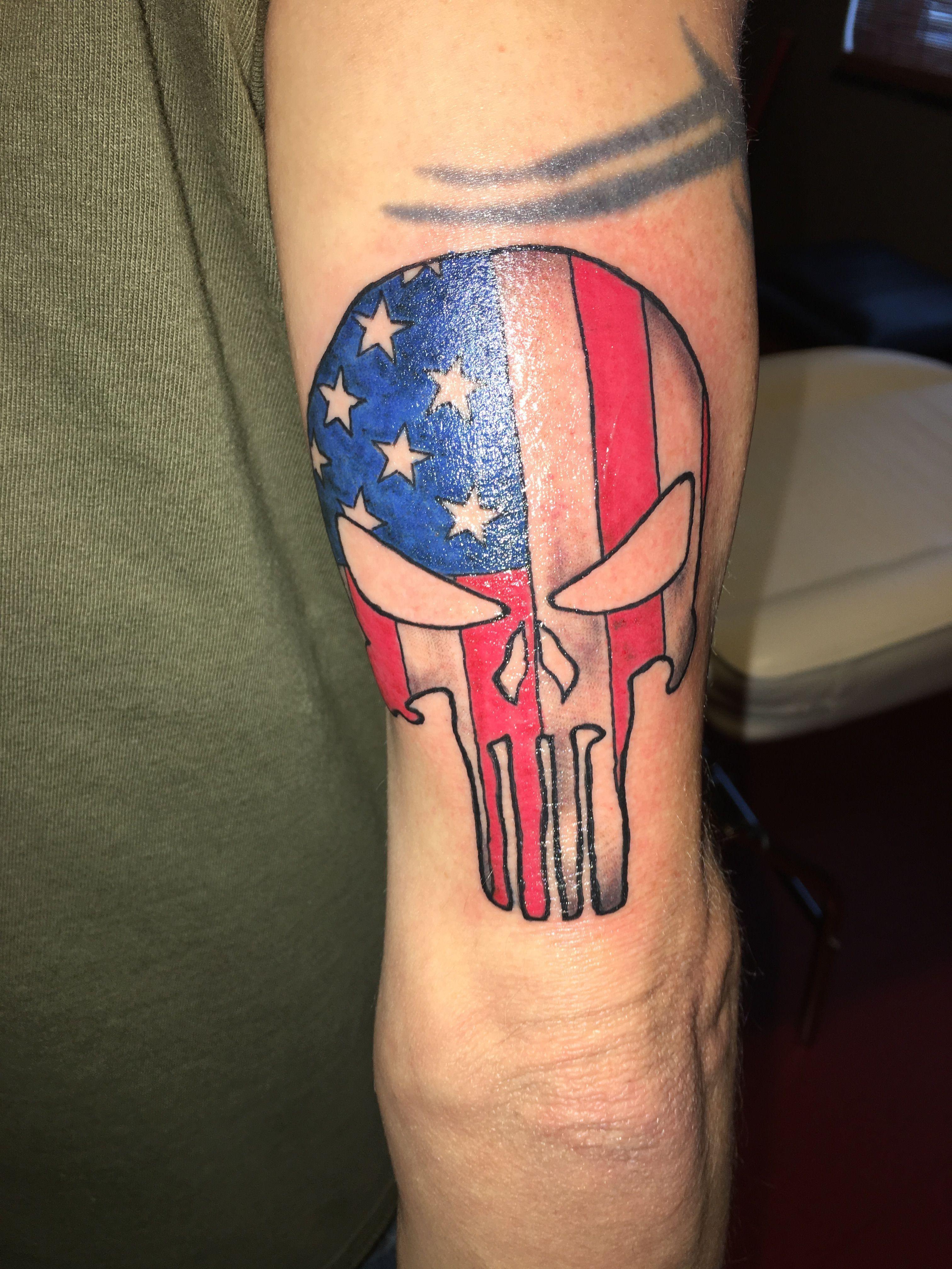 Punisher Red White and Blue Softball Logo - Punisher tattoo American flag punisher tattoo. Tattoos
