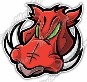 Red Pig Logo - Wild Boar Red Hog Pig Head Cartoon Kids Gift Car Bumper Vinyl ...