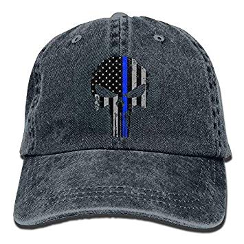 Punisher Red White and Blue Softball Logo - Amazon.com : Margie D Thin Blue Line Punisher Adult Denim Dad Solid ...
