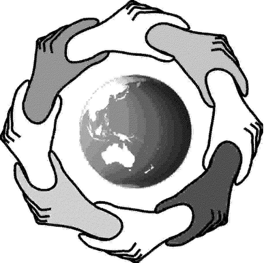 Circle of Hands Logo - GLOBE IN CIRCLE, FORMED BY CLASPED HANDS by The Organic Network Pty