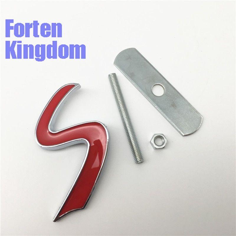 3D Red Letter S Logo - Forten Kingdom 1 Piece Chrome Red S Logo 3D Letter Zinc Metal Front