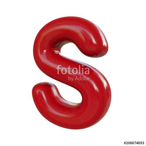 3D Red Letter S Logo - Glossy red letter S. 3D render of balloon font isolated on white ...