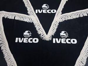 Iveco Trucks Logo - Set Of 3 pcs. Black Curtains With White Tassels And Logo For IVECO