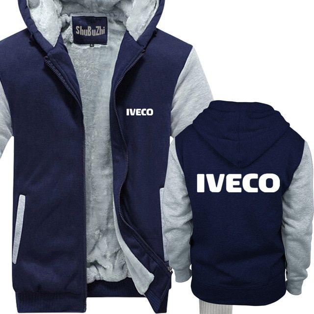 Iveco Trucks Logo - winter men thick hoodies male fleece coat Iveco Trucks hoody Car ...