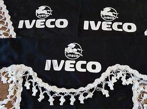 Iveco Trucks Logo - Set Of 3 Black Curtains With White Tassels And Logo For IVECO TRUCKS ...