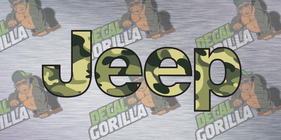 Camo Jeep Logo - Camo Jeep Vinyl Decal Camouflage jeep sticker green camo | Etsy