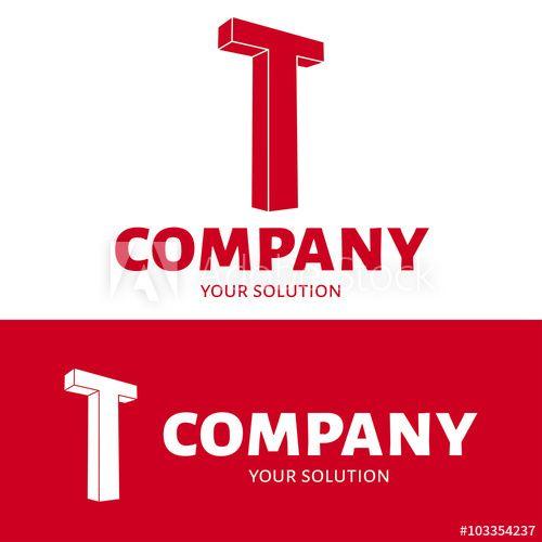 Maroon Letter T Logo - Vector letter T logo. Brand logo T for the company in the form of 3D ...
