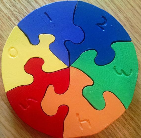 Pieces of Color Circle Logo - Color Wheel wooden puzzle six pieces color word on each piece | Etsy