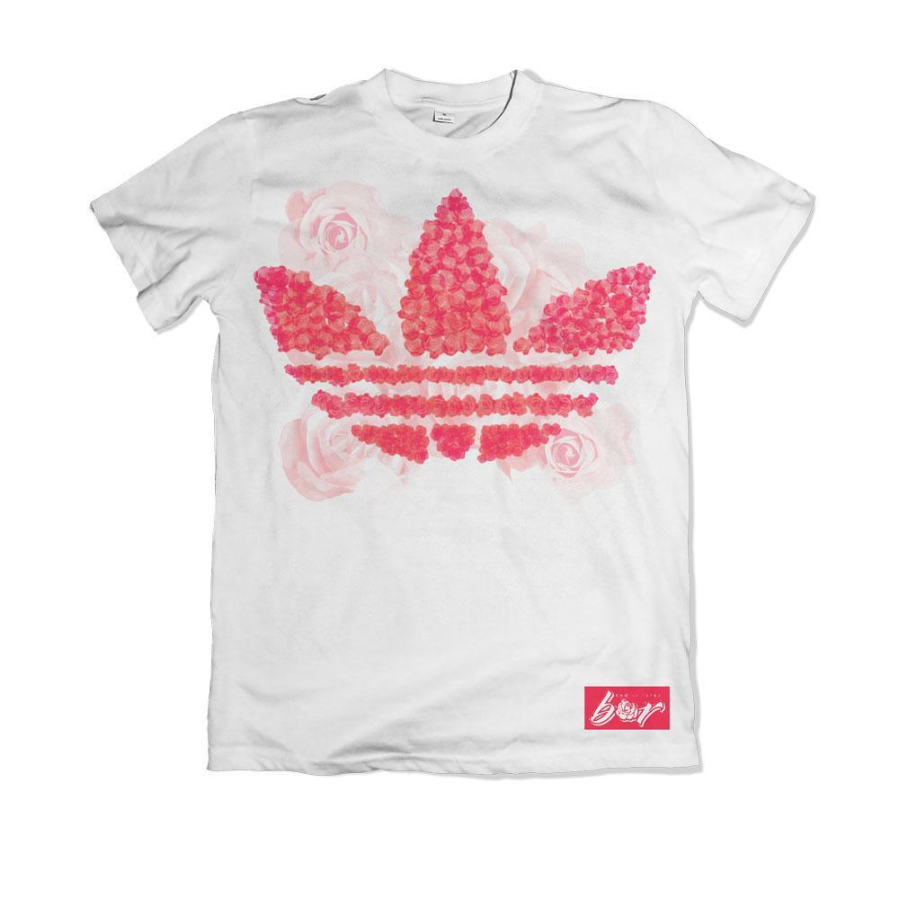 Old Red White Blue Clothing Logo - Bed of Roses - Old School Adidas Logo (Red) - White Tee | Bed of ...