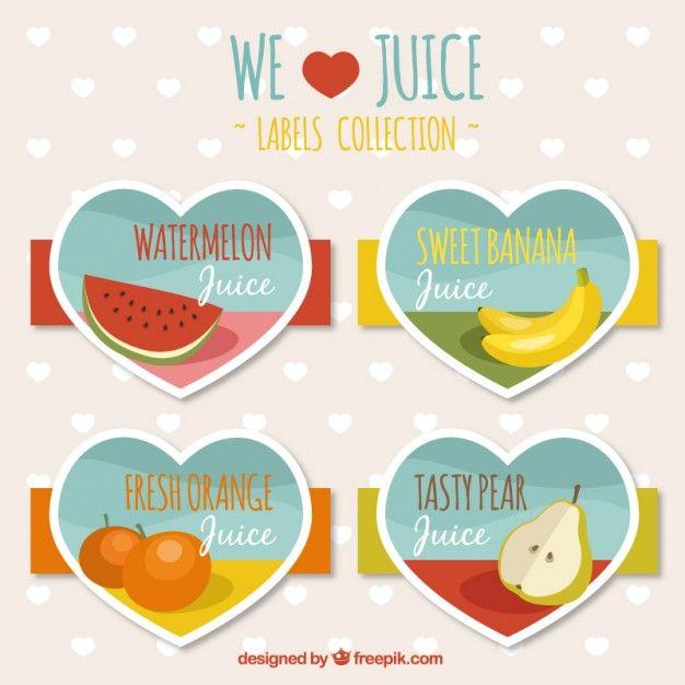 Fruit Heart Shaped Logo - Fruit juice labels heart shaped | Stock Images Page | Everypixel