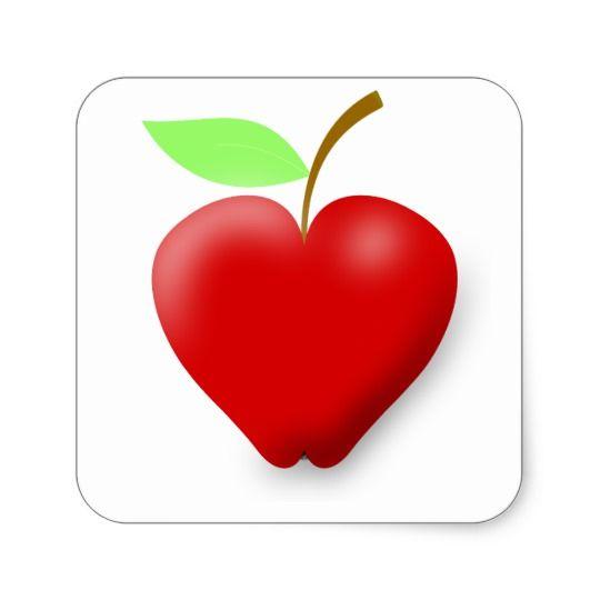 Fruit Heart Shaped Logo - apple-148455 RED HEART SHAPED APPLE VECTOR FRUIT H Square Sticker ...