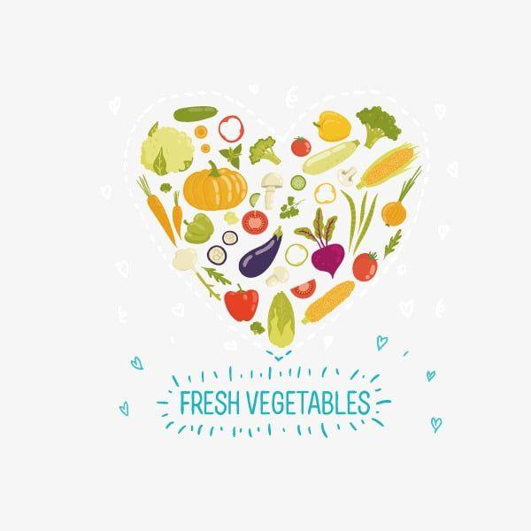 Fruit Heart Shaped Logo - Fresh fruit and vegetables heart shaped decoration eps file. free